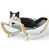 FUKUMARU Cat Hammock, New Moon Cat Swing Chair, Elevated Cat Bed for Indoor Cats, Cat Furniture Gift for Cat or Small Dog, Grey