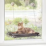 PAWBEE Cat Window Perch - Super-Sturdy Cat Window Hammock - Extra-Strong Screw Knob Suction Cups - Comfy Plush Cushion Cat Hammock - Strong Steel Wires for Hanging - cat Perch Holds Up to 25lbs