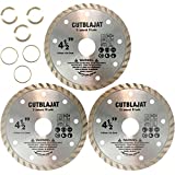 CUTBLAJAT Diamond Blade 4-1/2-Inch for Masonry Saw & Angle Grinder, Continuous Rim Cutting Wheel (3-Pack)