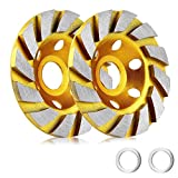 2 Pieces 4 Inch Concrete Stone Ceramic Turbo Diamond Grinding Cup Wheel,12 Segs Heavy Duty Angle Grinder Wheels for Angle Grinder (Yellow)
