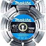 Makita 2 Pack - 4.5” Segmented Rim Diamond Blades For 4.5”+ Grinders & Circular Saws - Long-Lasting Cutting For Concrete, Masonry & Brick - 5/8”, 20mm & 7/8” Arbors