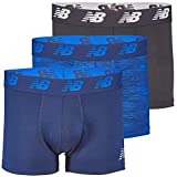 New Balance Men's 3' Boxer Brief No Fly, with Pouch, 3-Pack, Pigment/Pigment Woodgrain/Black, Large