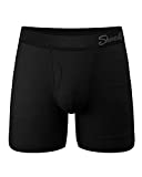 Shinesty Underwear for Men, Supportive Ball Hammock® Mens Boxer Briefs w/ Fly, Mens Underwear with Pouch for Balls, Super Soft, Breathable and Moisture Wicking, 1 Pack Large Black