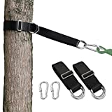 Camping Hammock (6FT) x 2 Tree Swing Straps Hanging kit 4 D-Ring,Extra Long Strap with 2 Heavy Duty Safety Lock Carabiner Hooks for Kids-2 Pack(Black)
