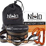 Nature's Hangout Hammock Straps with 2 Carabiners - 10 FT Hammock Straps for Trees - 2200+ LBS Heavy Duty 32 Loops & 100% No Stretch Polyester Hammock Tree Straps - 20 FT Combined Hammock Strap Set