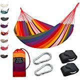 Gold Armour Hammock, Brazilian Style Hammock with Tree Straps for Hanging Durable Hammock, Portable Single Double Hammock for Camping Outdoor Indoor Patio Backyard (Rainbow)