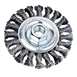 HOYIN 4Inch Wire Wheel Brush, Twist Knotted, Carbon Steel,5/8-11UNC Thread Arbor for Grinder