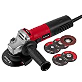 AVID POWER Angle Grinder 7.5-Amp 4-1/2 inch with 2 Grinding Wheels, 2 Cutting Wheels, Flap Disc and Auxiliary Handle (Dark Red)