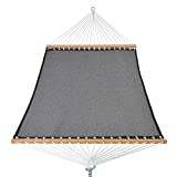 Patio Watcher 11 FT Quick Dry Hammock Bamboo Wood Spreader Bars Outdoor Patio Yard Poolside Beach Hammock with Chain Hanging Kits, Waterproof and UV Resistance, Dark Gray Hammock Only
