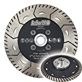 Archer PRO 5' in. 2-in-1 Turbo Rim Diamond Blades for Angle Grinder, Both Cutting and Grinding Granite, Stone, Masonry, Bricks, Pavers, Blocks, Concrete