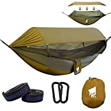 WILDSROF Portable Camping Hammock with Net and Rainfly Sun Shade for 1 - 2 Person,Lightweight Hammocks with Tree Straps Carabiners for Outdoor Backpacking Backyard Hiking