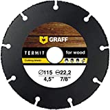 GRAFF Termit 4 1/2 Inch Cut Off Wheel for Wood, Laminate, Plastic - Angle Grinder Wood Cutting Disc 4.5 Inch - Tungsten Carbide - 115 mm