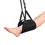 Foot Rest, Airplane Footrest Made with Premium Memory Foam,Portable Travel Footrest Flight Carry-On Foot Rest Adjustable Height Foot Rest Travel Accessories Footrests Hammock, Black(Memory Foam)