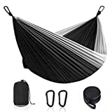 Double Hammock for Camping, Double & Single Portable Outdoor Hammocks with 2 Tree Straps, Lightweight Nylon Parachute Hammocks for Travel Camping Backpacking Hiking Backyard