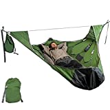 Flat Sleep Hammock Tent with Bug Net and Suspension Kit, Camping Hammock, Camping Cot,Camping Hammock with Rain Fly and Bug Net - Hammock Straps for Trees - Hamacas para Patio (Green)