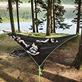 Giant Aerial Camping Hammock, Multi Person Portable Hammock 3 Point, Tree House Air Sky Tent, Outdoor Triangle Hammock for Kids, Comfortable Outdoor Garden Deck Camping Furniture