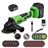 Abizoe Angle Grinder Tool,4-1/2 Inch,5.0Ah Lithium-Ion Battery,8000 RPM Max Speed,13pc Cutting & Grinding Wheels Power Tools