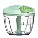 Ourokhome Garlic Grinder Onion Chopper, Manual Food Processor Portable Speed Pull String Vegetable Cutter for Veggies, Ginger, Fruits, Nuts, Herbs etc, 650 ml, Green