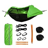 Camping Hammock with Net and Rainfly Cover, Lightweight Portable Hammock for Outdoor Backpacking Hiking Travel(Green)