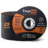 Truswe Cut Off Wheels 25 Pack,3 Inch,Metal and Stainless Steel Cutting Wheel for Angle Grinder,Ultra Thin Cut-Off Wheel Cutting Disc (25 PCS 3 x 1/16 x 3/8 inch Cut Off Wheels)