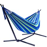Sorbus® Double Hammock with Steel Stand Two Person Adjustable Hammock Bed - Storage Carrying Case Included (Blue/Green)