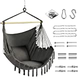 PUREKEA Oversized Hammock Chair with Hanging Hardware Kit, Swing Chair for Indoor & Outdoor, Max 330 Lbs, Include Carry Bag & Two Soft Seat Cushions (Grey)