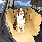 Dog Car Seat Cover for Back Seat Protector, Dogs Hammock Waterproof, Pet Car Accessories, Thick Heavy Duty Nonslip Backseat Bench Covers for Cars SUV Truck, Easy to Install and Clean, Beige