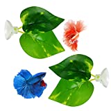 Noodoky Betta Leaf Hammock Silicone Peace Plant Accessories, Beta Fish Leaf Rest Pad Bed, Beta Tank Decorations (2-Pack)