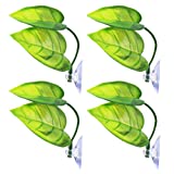 4pcs Betta Fish Leaf Pad with Suction Cup, Lystaii Betta Bed Leaf Hammock Double Leaf Design Lightweight and Realistic Resting Spot Breeding Decoration Comfortable Laying Hiding Habitat