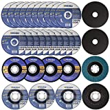 PRVEW 27-Pack 4 1/2 Inch Cut Off Wheels Grinding Discs Set: 20PCS Cutting Wheels,4PCS Flap Discs, 3PCS Grinding Wheels; 4-1/2” Angle Grinder Kit with 7/8' Arbor for Metals Stainless Steel