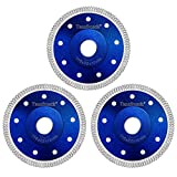 Tanzfrosch 4.5 inch Diamond Saw Blade 4.5' Cutting Disc Wheel for Cutting Porcelain Tiles Granite Marble Ceramics Works with Tile Saw and Angle Grinder (3 Pack, Blue)