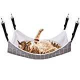 RayCC Adjustable Cat Hammock Cat Bed Sleeping Hammock Hanging Cage Chair Hammock for Cat Small Dogs (Grey and White Plaid)