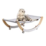 Luxury Cat Hammock, Kitten Sleeping Bed Detachable Wooden Rocking Chair Rolling Cradle Swing Toy for Puppy Sleeping Napping Outdoor Indoor Furniture Sofa Perch, Durable Anti Sway Hanging Cradle Nest