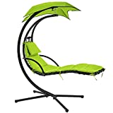 Hammock Chair Hanging Chaise Lounger Chair Arc Stand Air Porch Swing Hammock Chair with Canopy for Outdoor Indoor