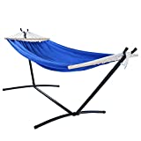 OUTDOOR WIND 550lbs Capacity Double Hammock Adjustable Hammock Bed with Heavy Duty Steel Stand and Spreader Bars Includes Portable Carrying Case, Easy Set up
