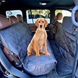 Deluxe Quilted and Padded Dog Pet Car Back Seat Cover with Comforting Fabric, Non-Slip Backing Best for Full Size Truck Crew Cab, Large SUV - Travel With Your Pet Mess Free - EXTRA WIDE 62'x94', BLACK
