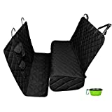 Tapiona XXL Dog Seat Cover - 63Wx94L Black Color Back Seat Cover for Cars, Trucks & SUVs - Pet Hammock, Heavy Duty, Waterproof, Nonslip, No Odor, Seat Anchors, Washable + Pet Travel Bowl