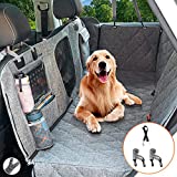 Hanjo Pets Car Dog Cover Back Seat - Car Hammock for Dogs Waterproof - Dog Car Seat Cover for Back Seat with Mesh Window Multiple Pockets For Car/Truck/SUV Nonslip Rubber Back Washable Luxury Material