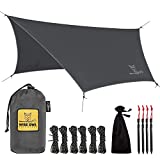 Wise Owl Outfitters Hammock Tarp, Hammock Tent - Rain Tarp for Camping Hammock - Camping Gear Must Haves w/ Easy Set Up Including Tent Stakes and Carry Bag - Lite Grey