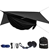 Camping Hammock with Mosquito Net and Rain Fly - Portable Travel Hammock Bug Net - Camping Equipment - Hammock Tent for Outdoor Hiking Campin Backpacking Travel