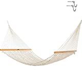 Original Pawleys Island 15DCOT Presidential Oatmeal Duracord Rope Hammock w/ Extension Chains & Tree Hooks, Handcrafted in The USA, Accommodates 2 People, 450 LB Weight Capacity, 13 ft. x 65 in.