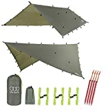 Gold Armour Rainfly Tarp Hammock, Premium 14.7ft/12ft/10ft/8ft Rain Fly Cover, Waterproof Ultralight Camping Shelter Canopy, Survival Equipment Gear Camping Tent Accessories (OD Green 10ft x 10ft)