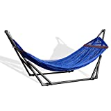 Best Home Fashion Memorial Day Limited Special Discount Price - Coupon - Hammock with Steel Stand & Carrying Case, Portable & Adjustable, Perfect for Camping Beach Summer Patio - Blue
