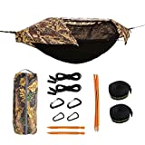 Camping Hammock with Net and Rainfly Cover, Lightweight Portable Hammock for Outdoor Backpacking Hiking Travel(Camouflage)
