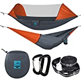Camping Hammock with Mosquito Net - Ripstop Nylon - Ultralight Hammock Tent Bundle with Bug Netting, Straps, Carabiners