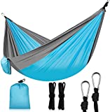 Camping Hammocks,Portable Single & Double Hammock with 2 Tree Straps,Ultralight Nylon Parachute Multifunctional Light Weight Backpacking Gear for Indoor,Outdoor,Travel,Beach,Yard,Garden Blue