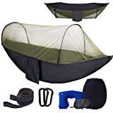 Anxin Camping Hammock with Mosquito Bug Netting,Packable Hammock with Tree Straps and Carabiners,Parachute Nylon Hanging Swing Hammock for Backpacking, Survival, Travel & More(Single & Double)-Black
