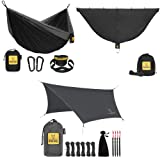 Wise Owl Outfitters Camping Hammock with Rain Fly Tarp and Bug Net - Single Hammock - Waterproof Camping Accessories & Backpacking Gear, Camping Gear Must Haves - Black