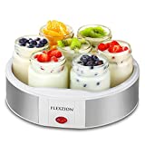 Flexzion Yogurt Maker Machine, Greek Yogurt Maker with Glass Jars Container, Set of 7 - Automatic Electric Easy Starter Yogurt Machine