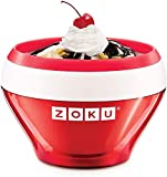 ZOKU Ice Cream Maker, Compact Make and Serve Bowl with Stainless Steel Freezer Core Creates Soft Serve, Frozen Yogurt, Ice Cream and More in Minutes, BPA-free, Red